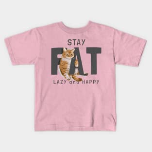 Fat Funny Cat Cartoon Kids T-Shirt